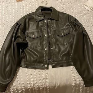 Leather bomber jacket